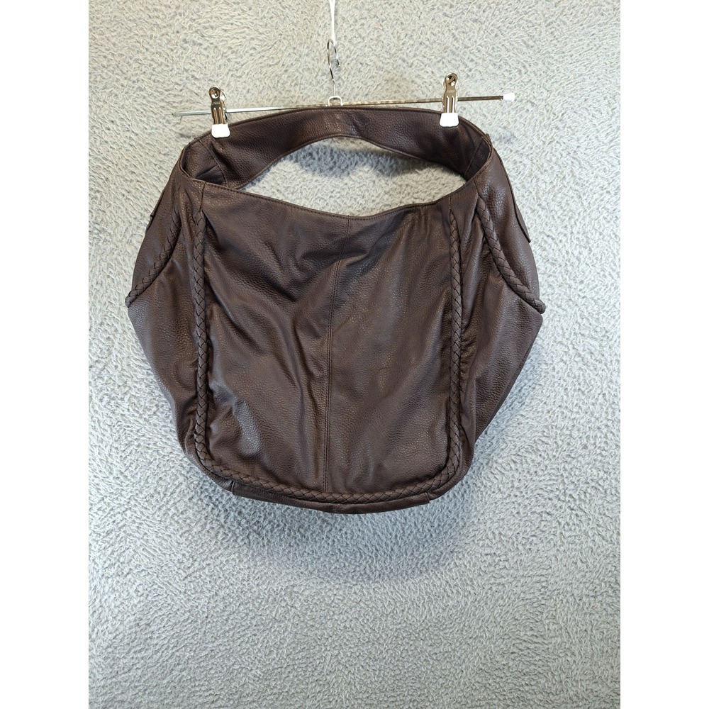 Avon Mark Handbag Brown Faux Leather Braided Trim Slouchy Shoulder Bag Casual - Picture 2 of 12